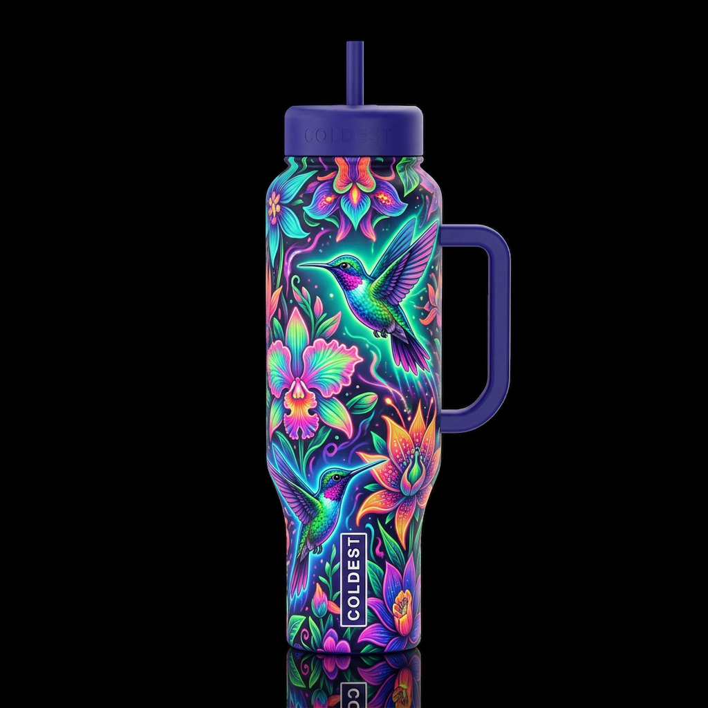 Glowie Hummingbirds water bottle design