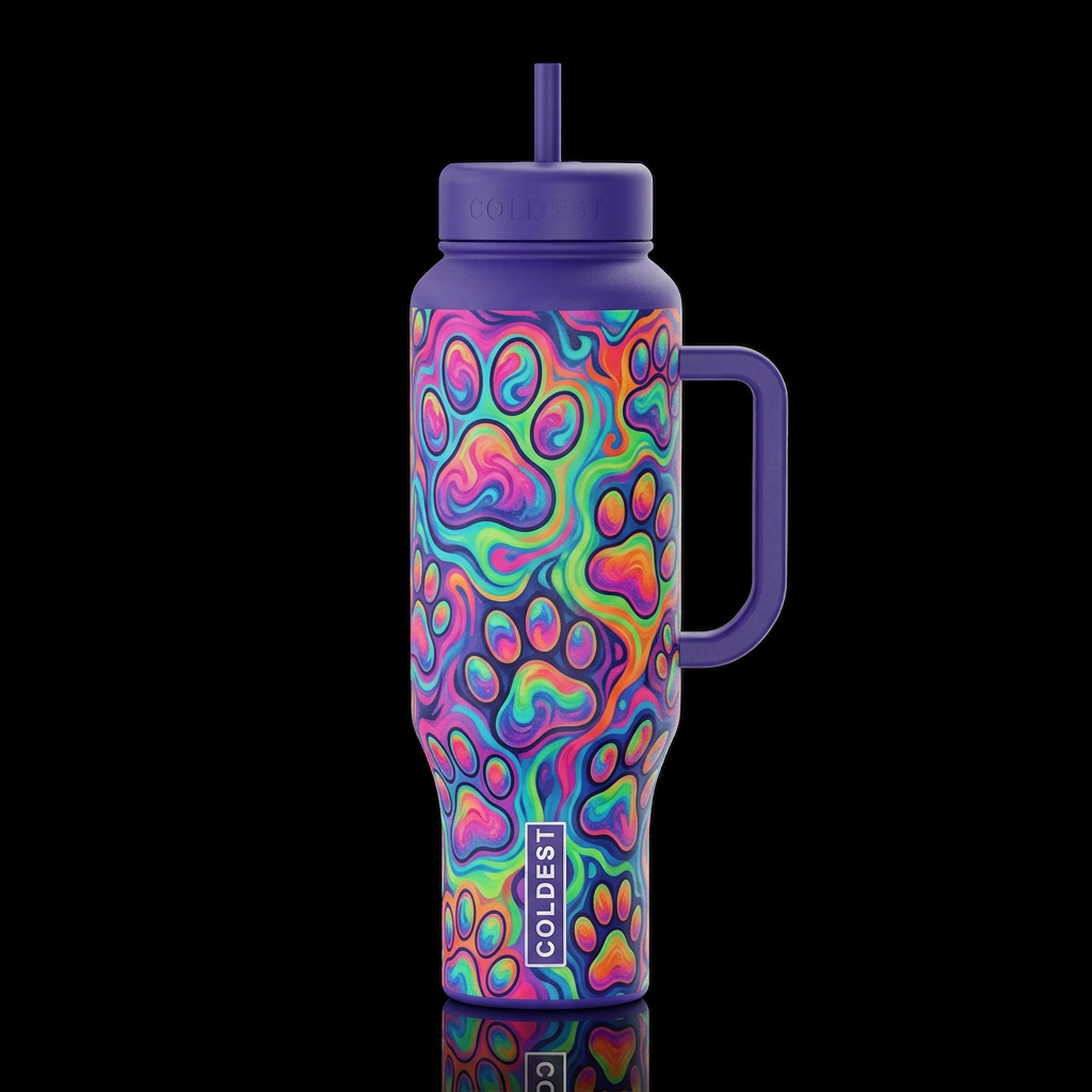 Groovy Paws water bottle design