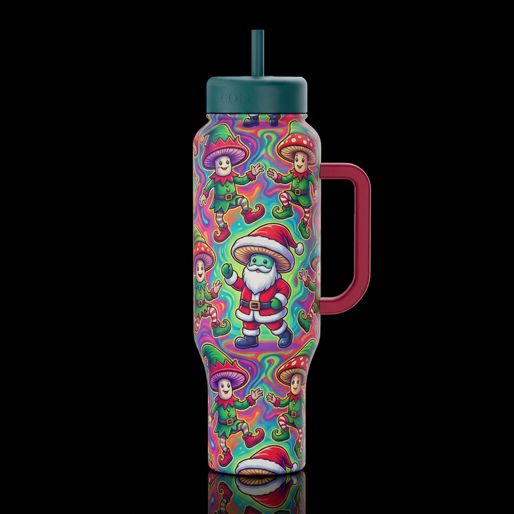 Shroomaclaus water bottle design