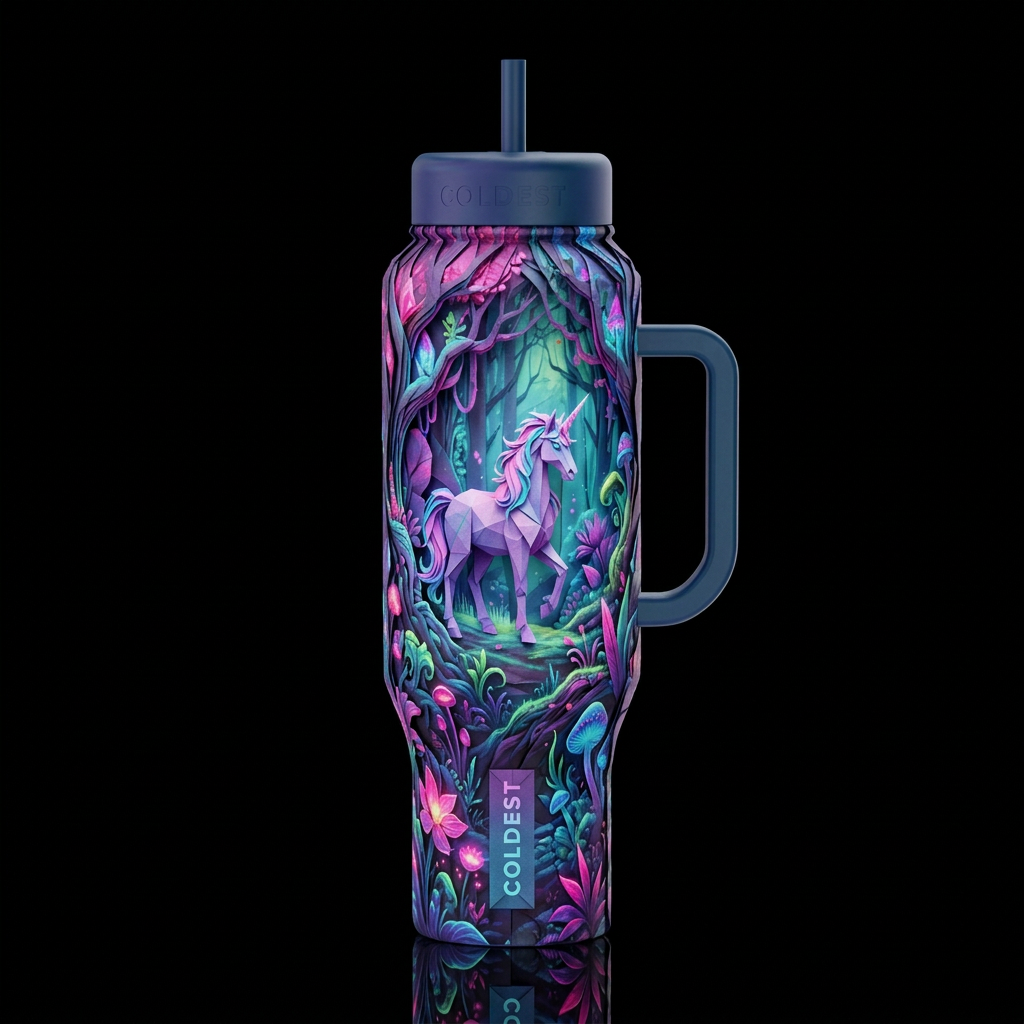 Paper Unicorn water bottle design