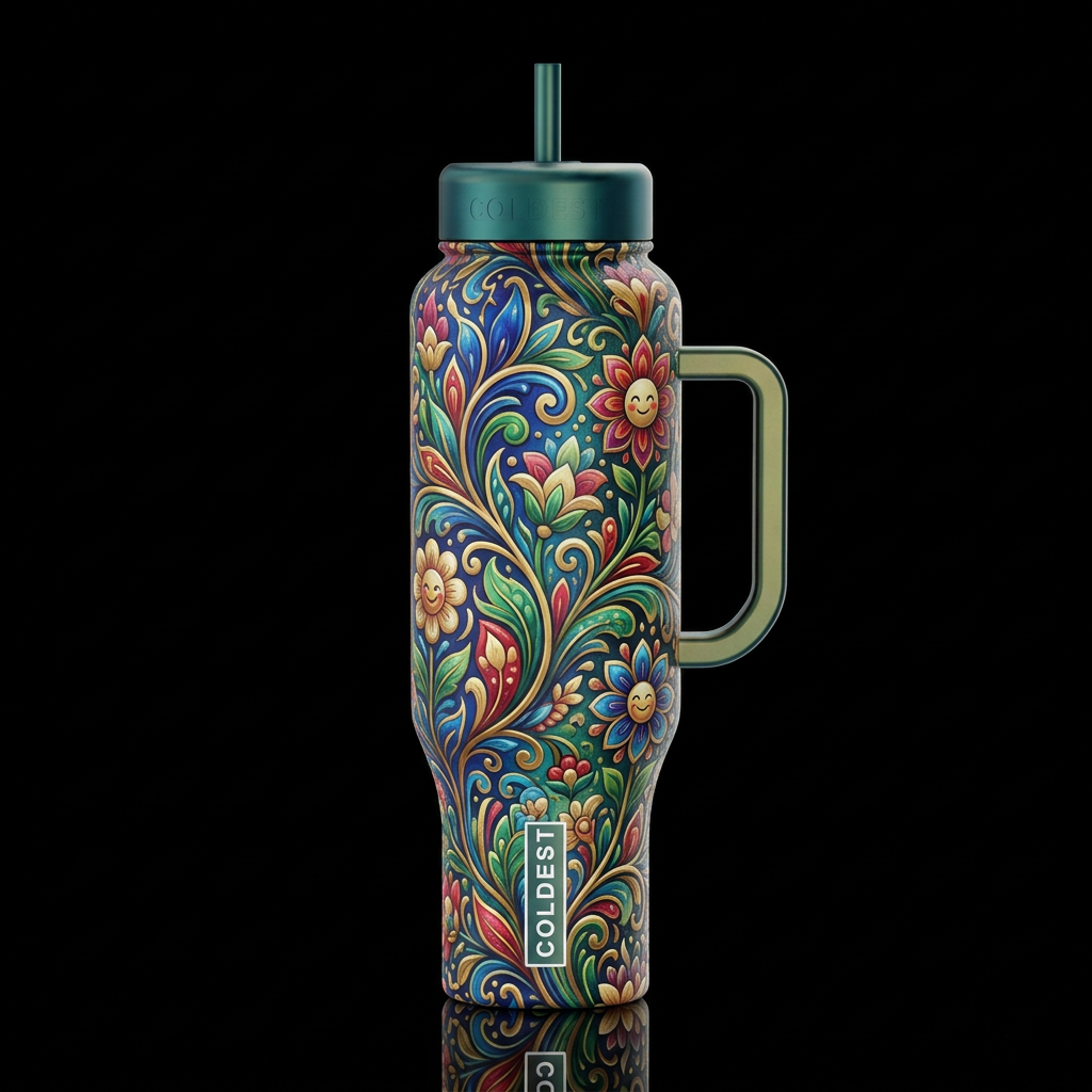 Happy Flowers water bottle design