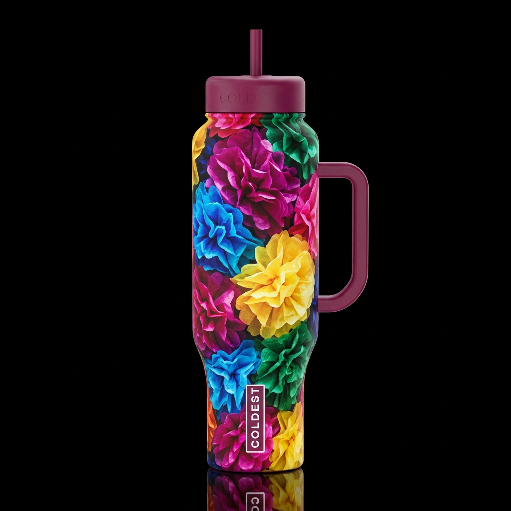 Tissue Paper Flowers water bottle design