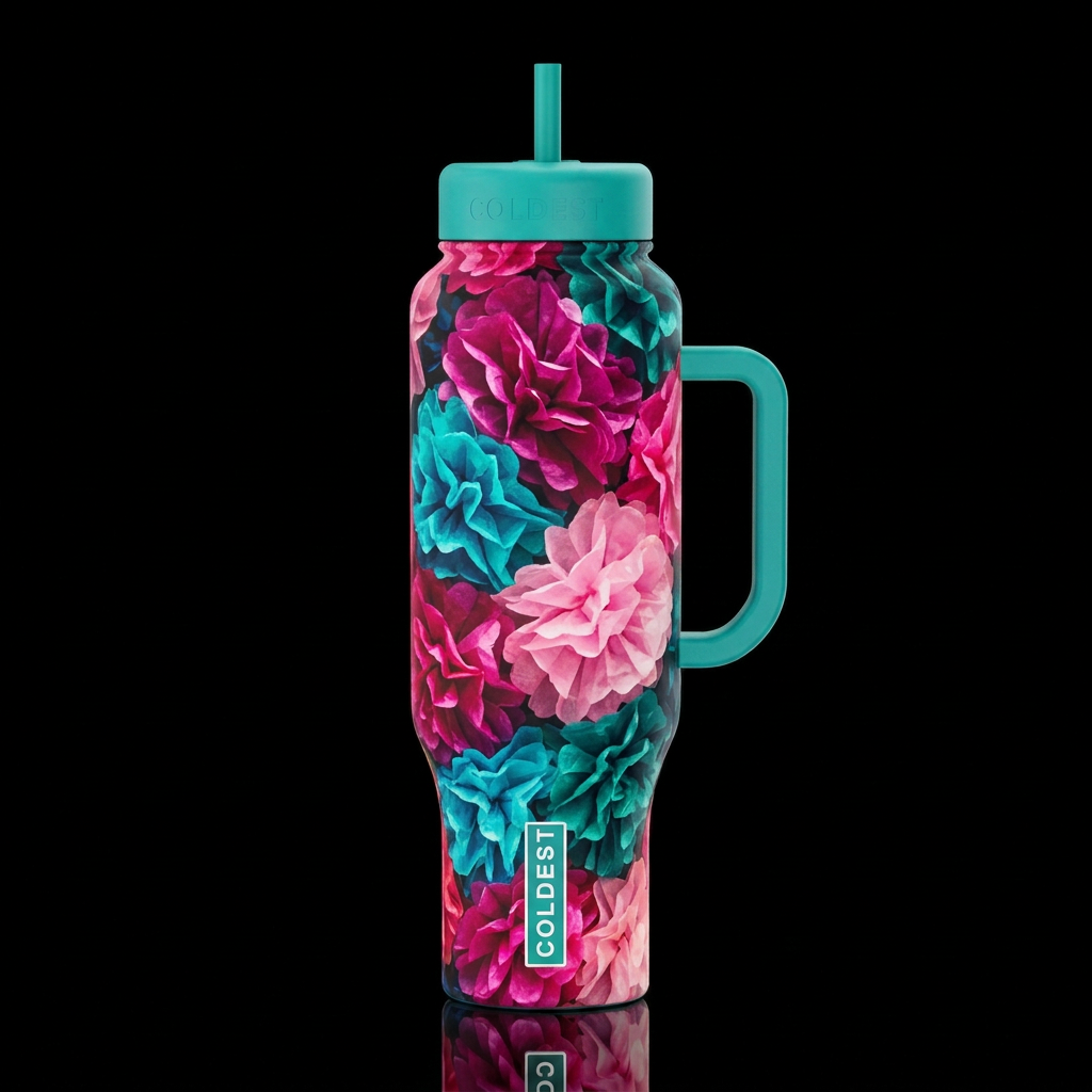 Tissue Paper Flowers water bottle design