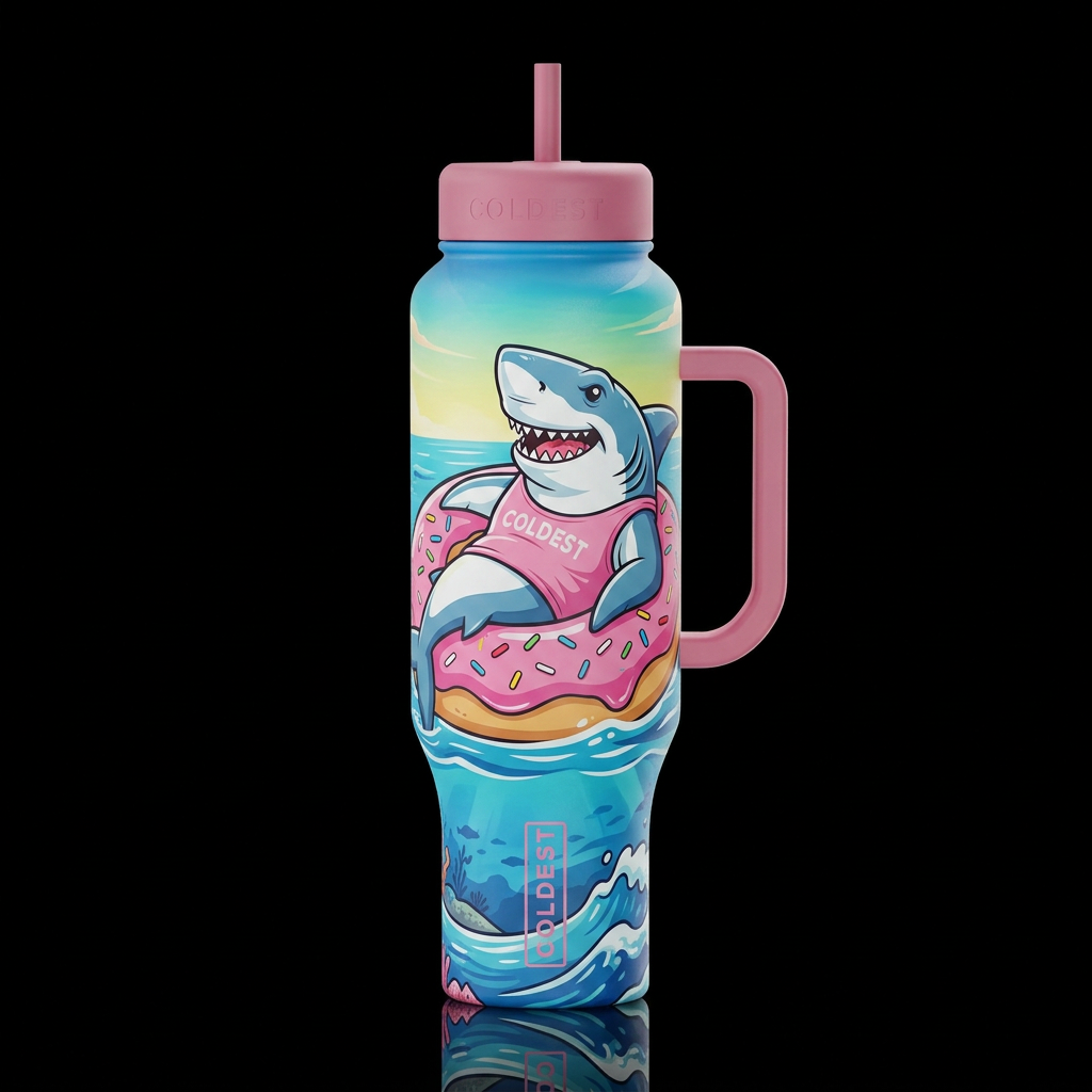 The Shark That Ate Donut Girl water bottle design