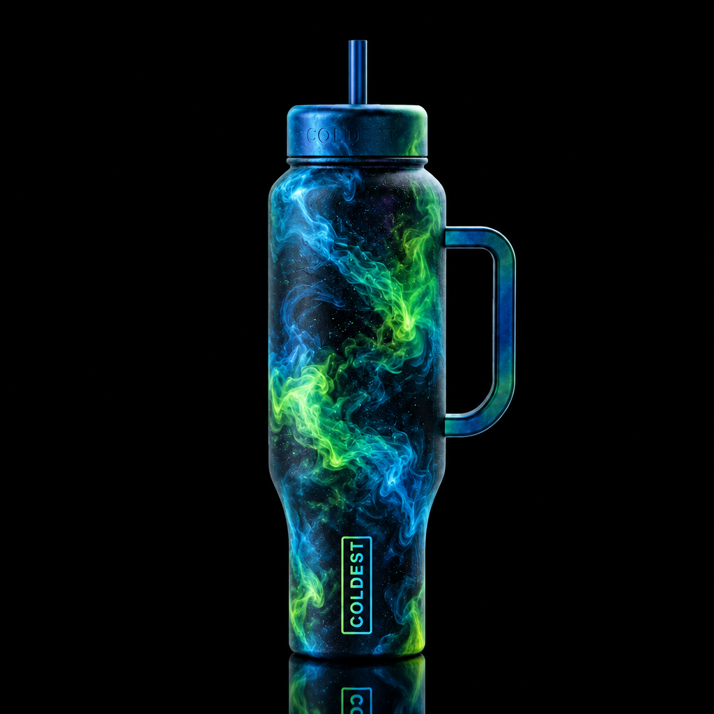 Blue and Green water bottle design