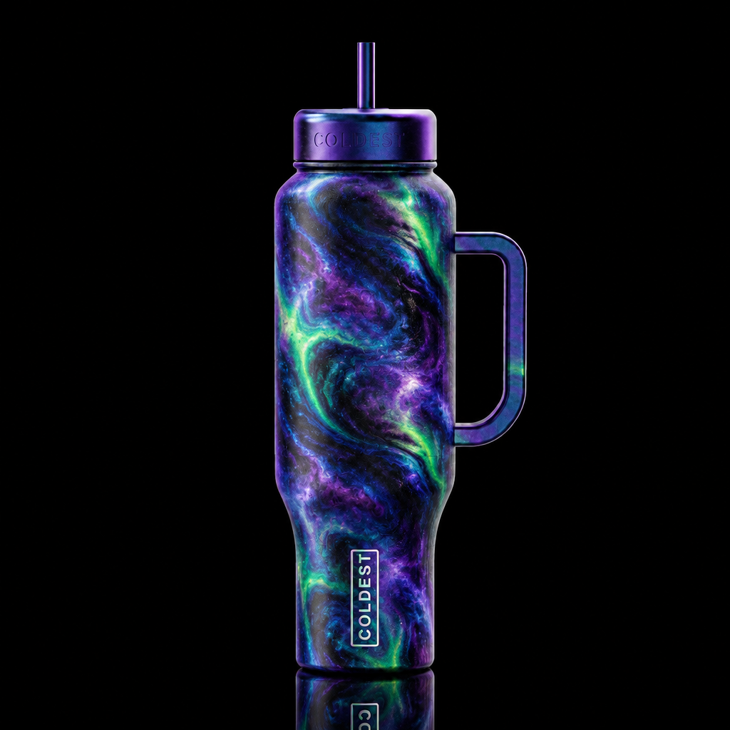 Blue Green Purple water bottle design