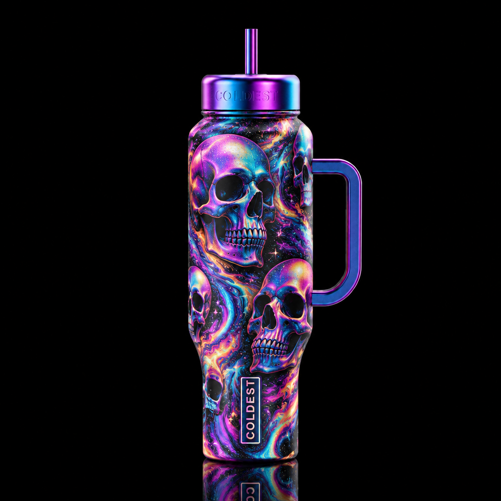 Groovy Skulls water bottle design