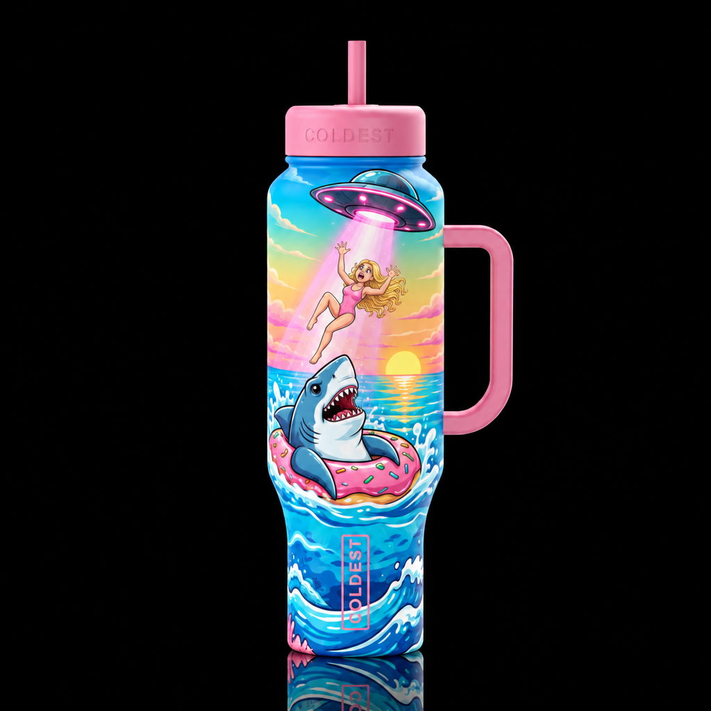 Aliens Save Donut Girl water bottle design