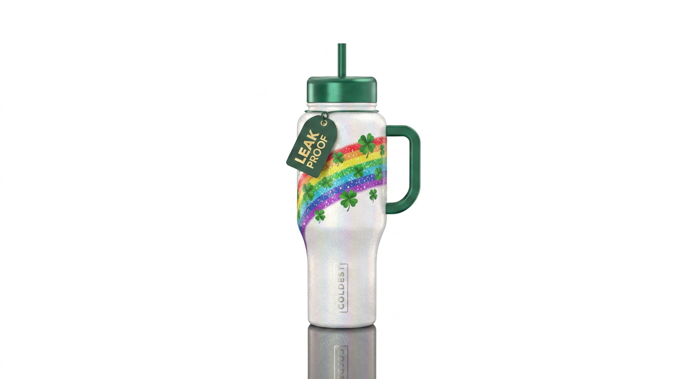 Saint patricks day rainbow wrapping around bottle ... water bottle design