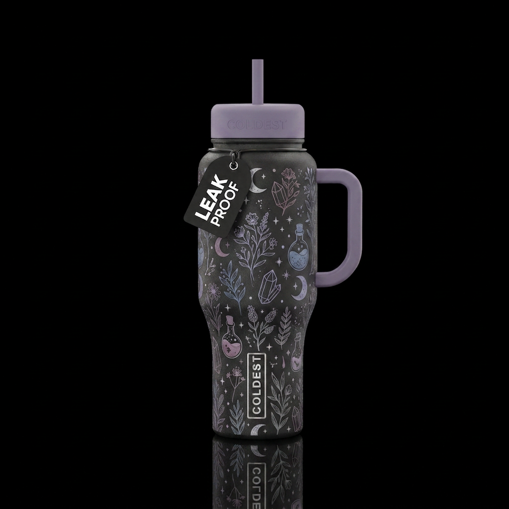 dusty lavender, muted blue, mauve, sage and silver... water bottle design