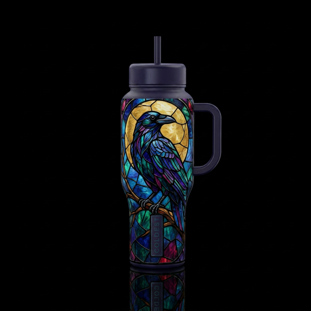 Midnight Raven water bottle design