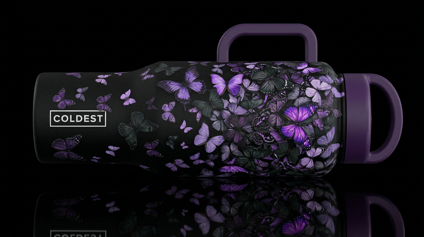 I want a water bottle covered in black, charcoal g... water bottle design
