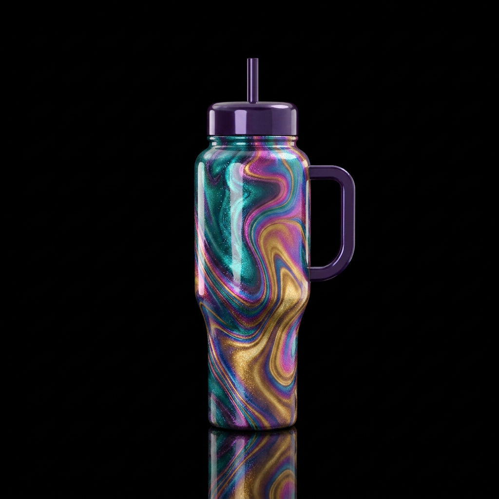 Make me a bottle that looks like a glowing rainbow... water bottle design