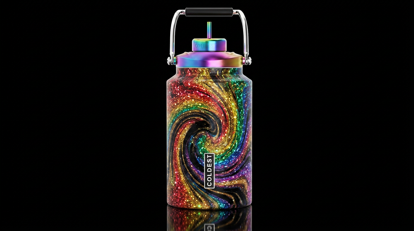 Make me a bottle that looks like somebody spilled ... water bottle design
