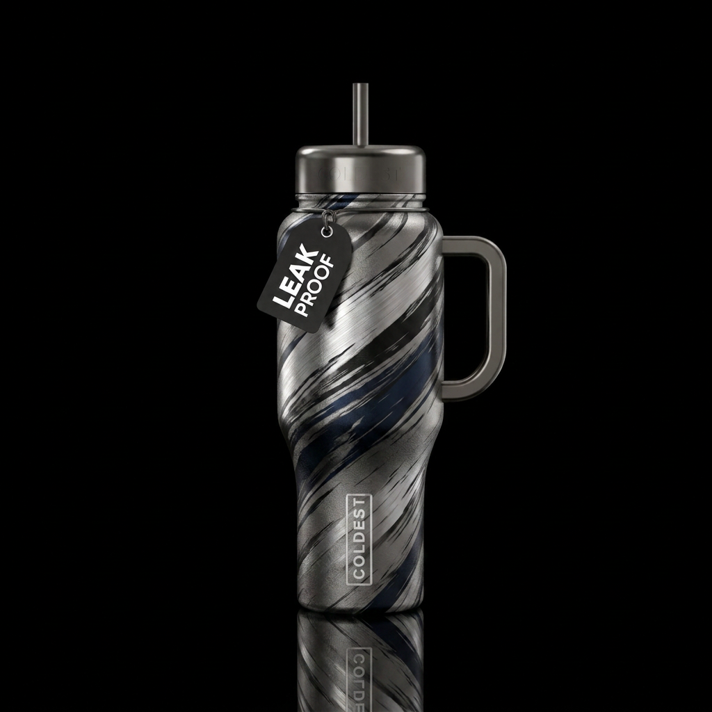 Gunmetal gray with abstract brushed-metal streaks ... water bottle design