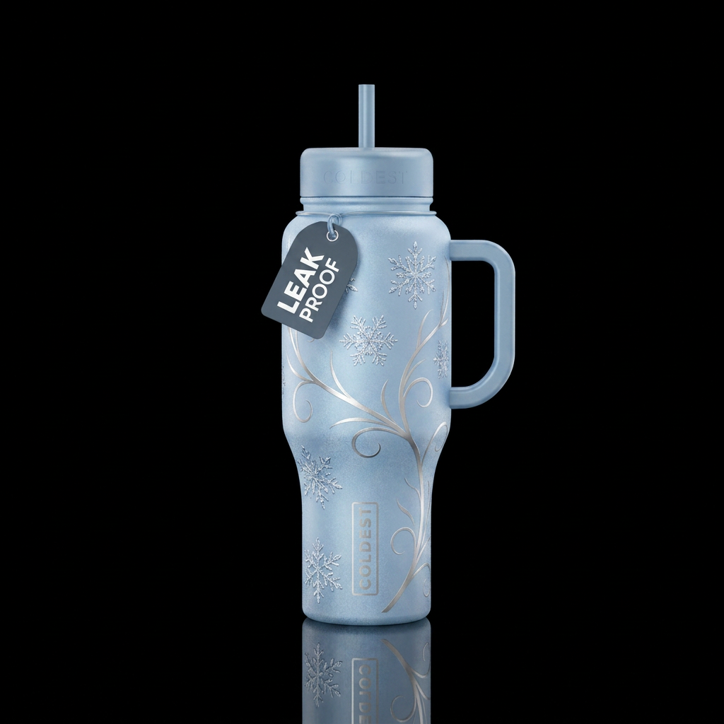 Silver Frost - A frosted pale blue water bottle wi... water bottle design