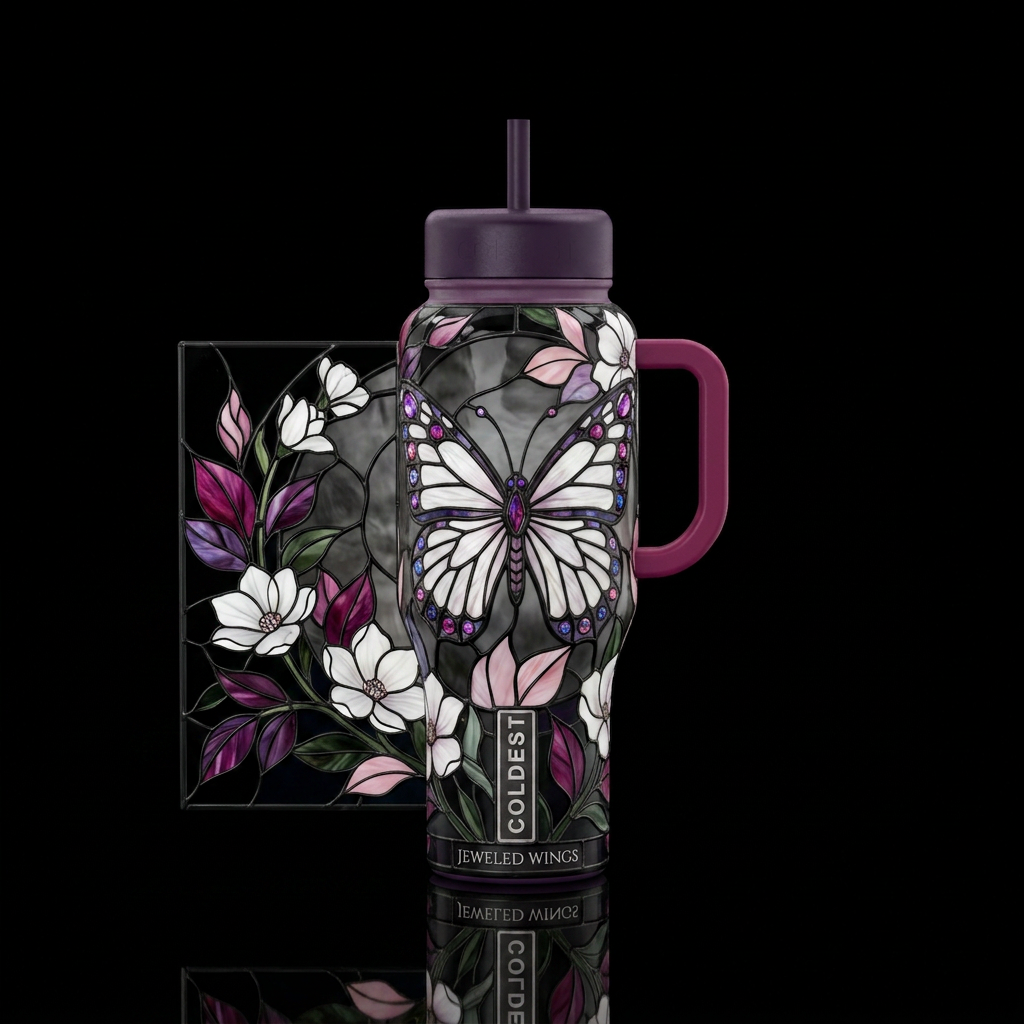 Jeweled Wings water bottle design