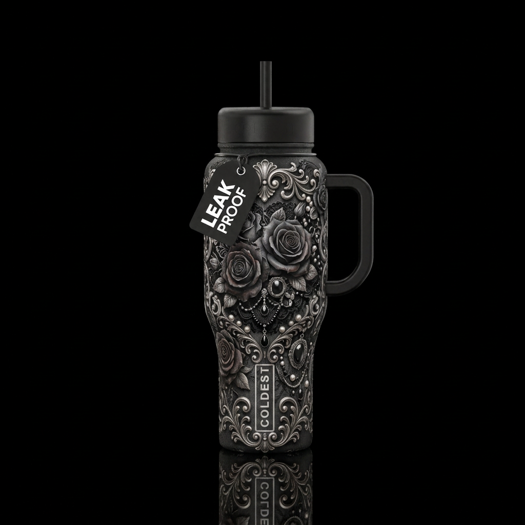 Victorian Mourning water bottle design