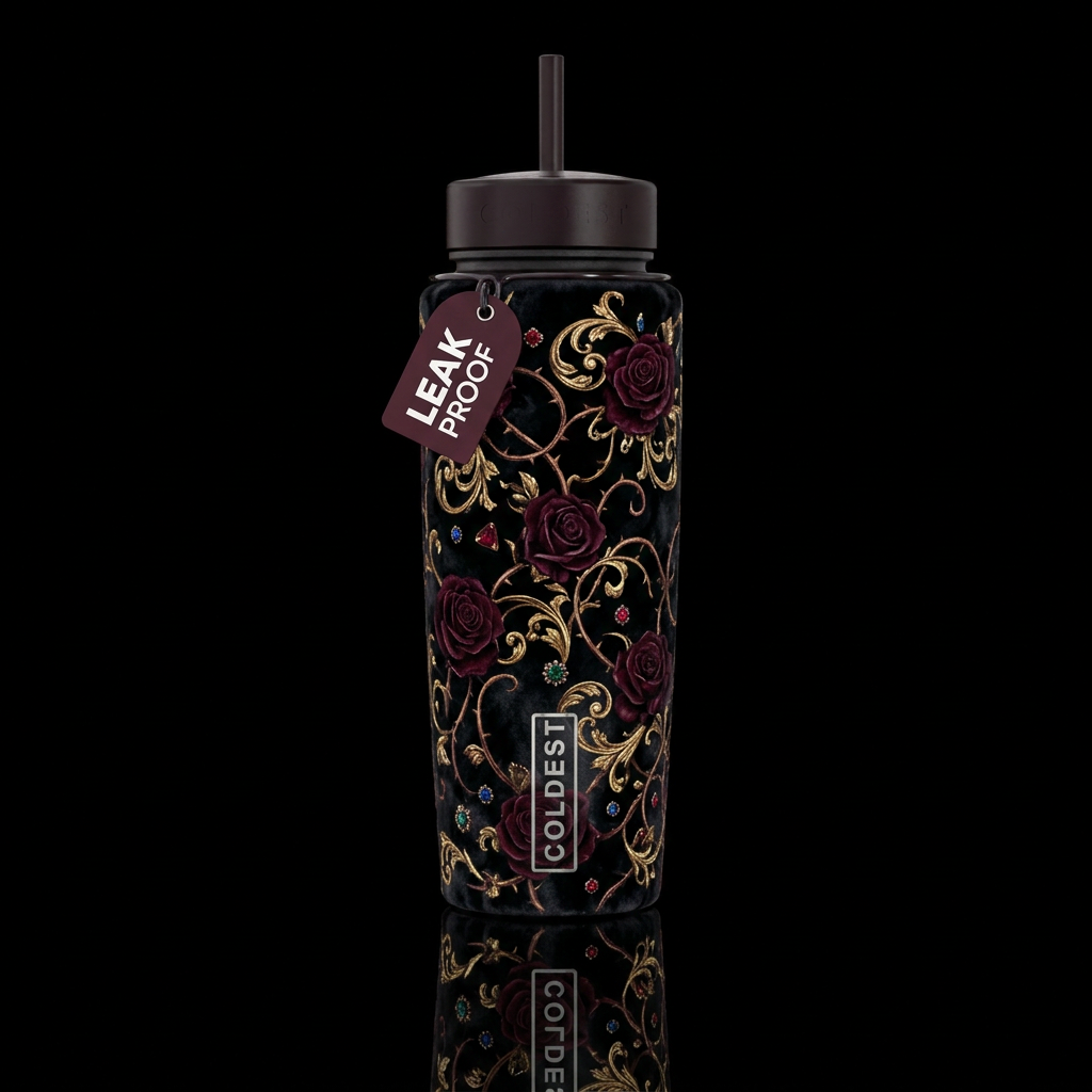 Velvet & Thorns water bottle design