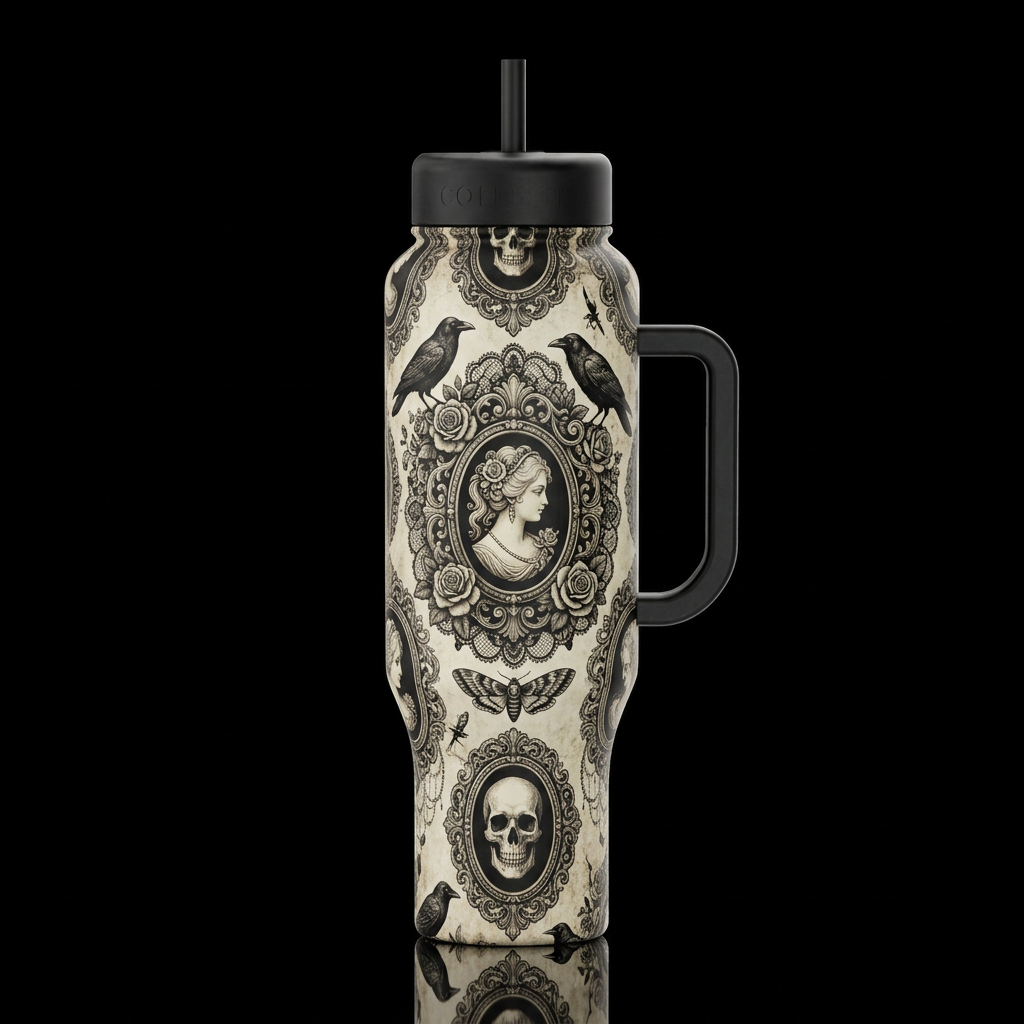 Gothic Cameo water bottle design