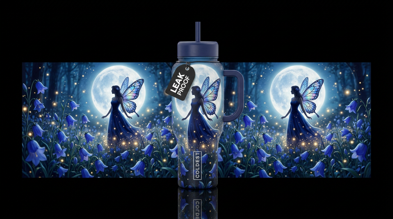 Moonlit Bellflower Fairy water bottle design