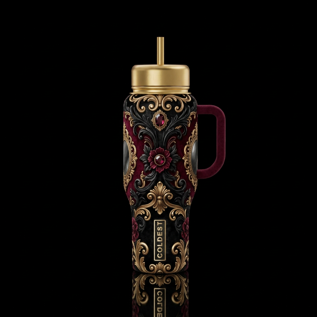Dark Baroque water bottle design