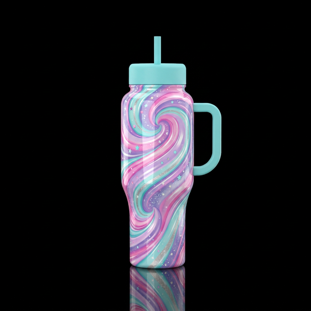 Cosmic Candy Swirl water bottle design