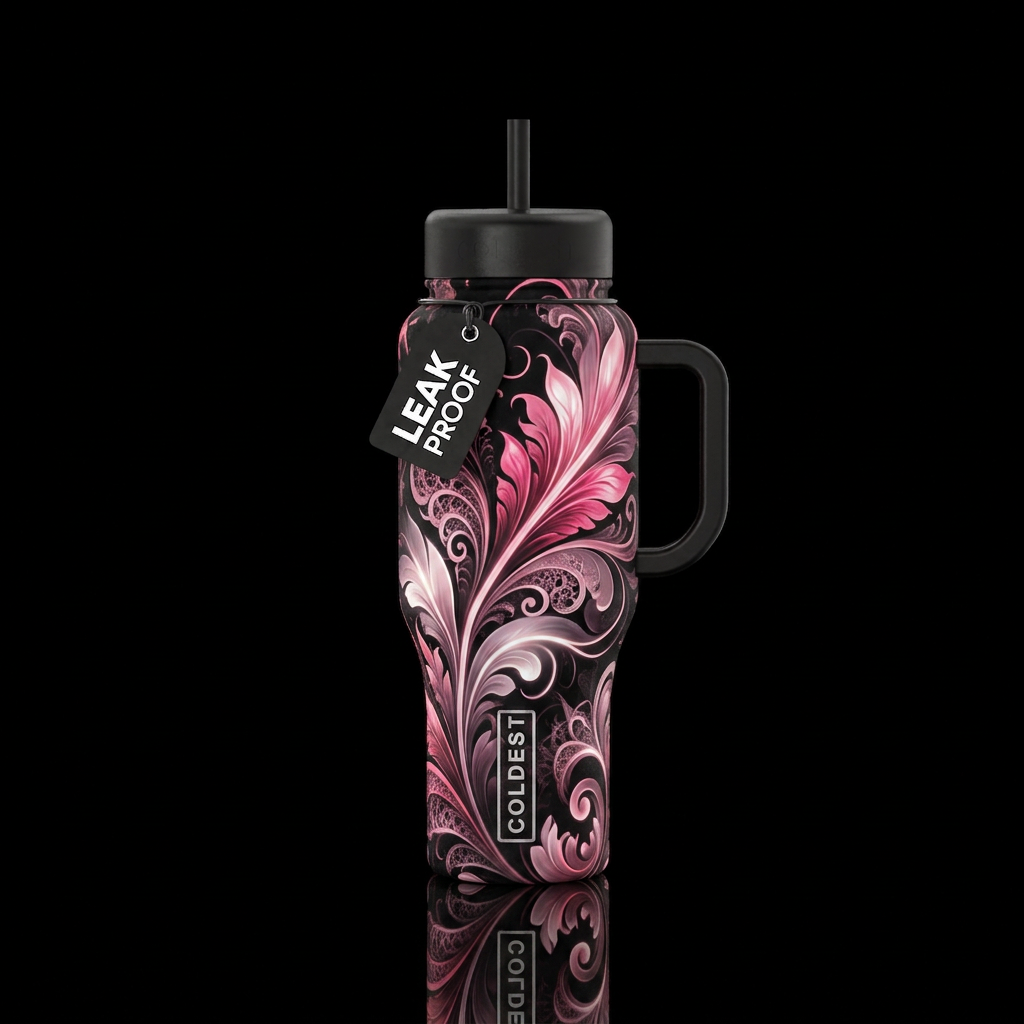 Midnight Rosefire water bottle design