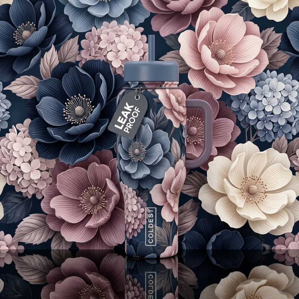 Midnight Blush Garden water bottle design