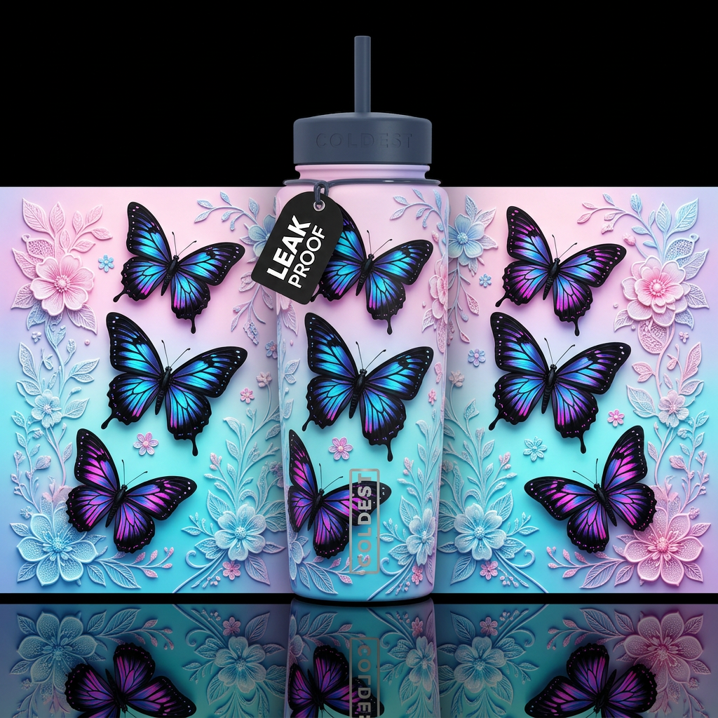 Neon Lace Flutter water bottle design