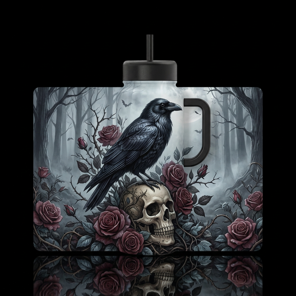 Ravens Requiem water bottle design