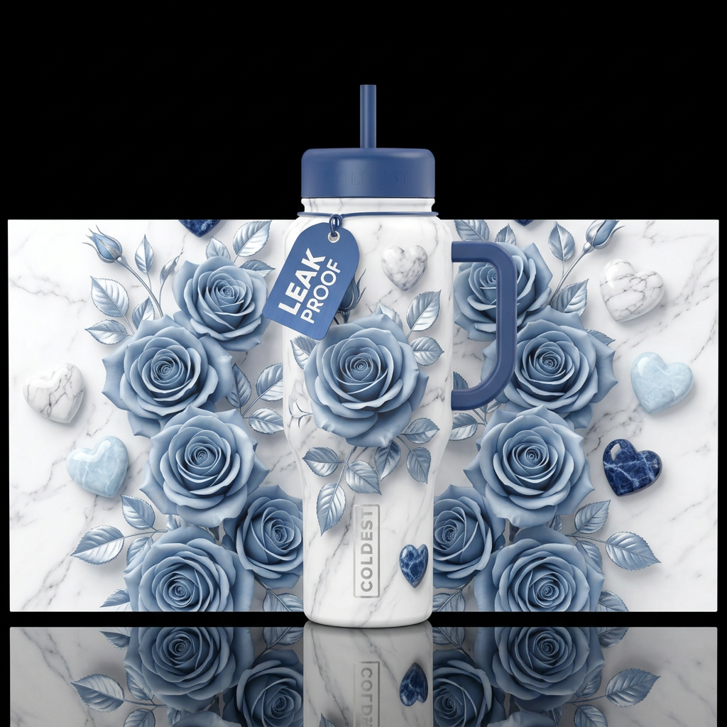 Blue Romance water bottle design