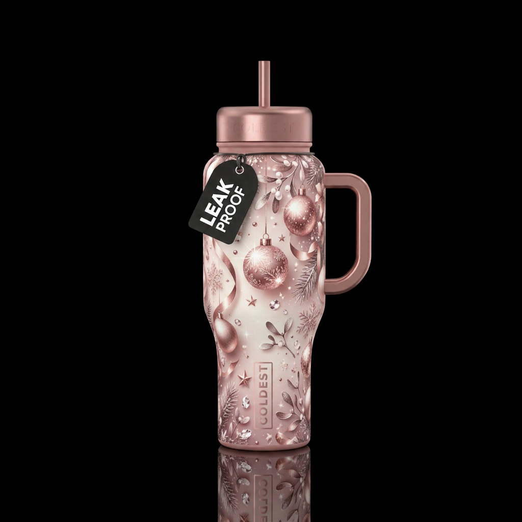 Rose Gold Noel water bottle design