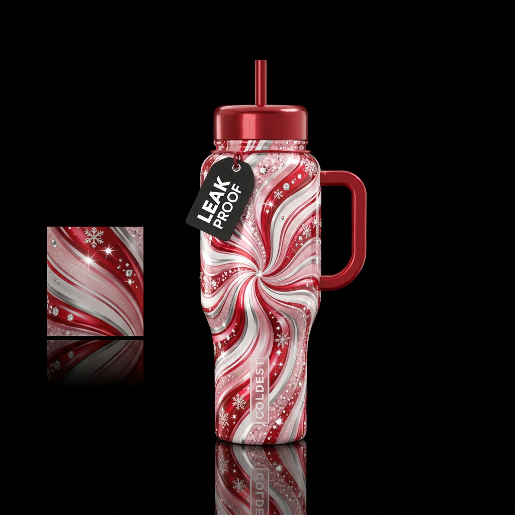 Peppermint Glam water bottle design