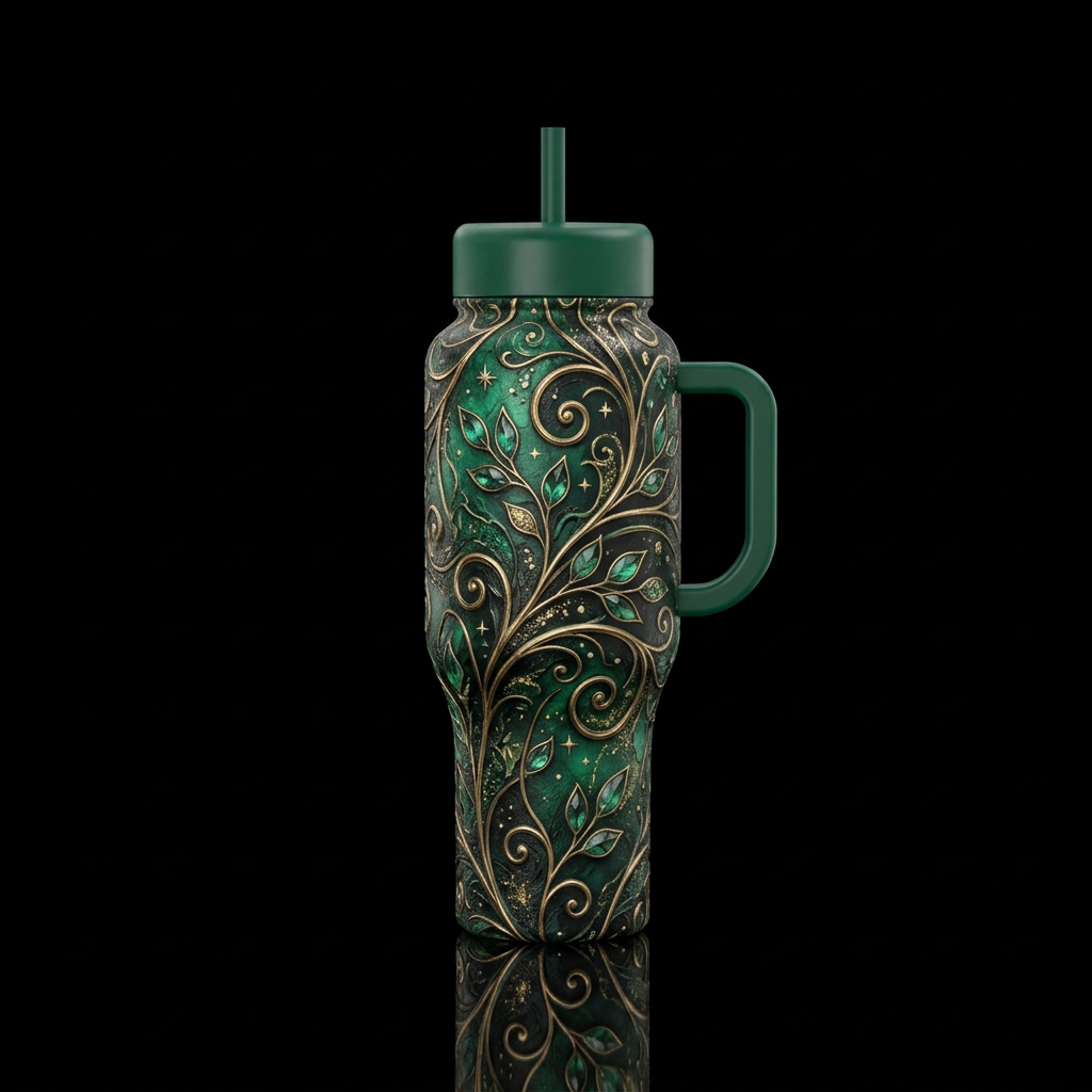 Emerald Enchantment water bottle design