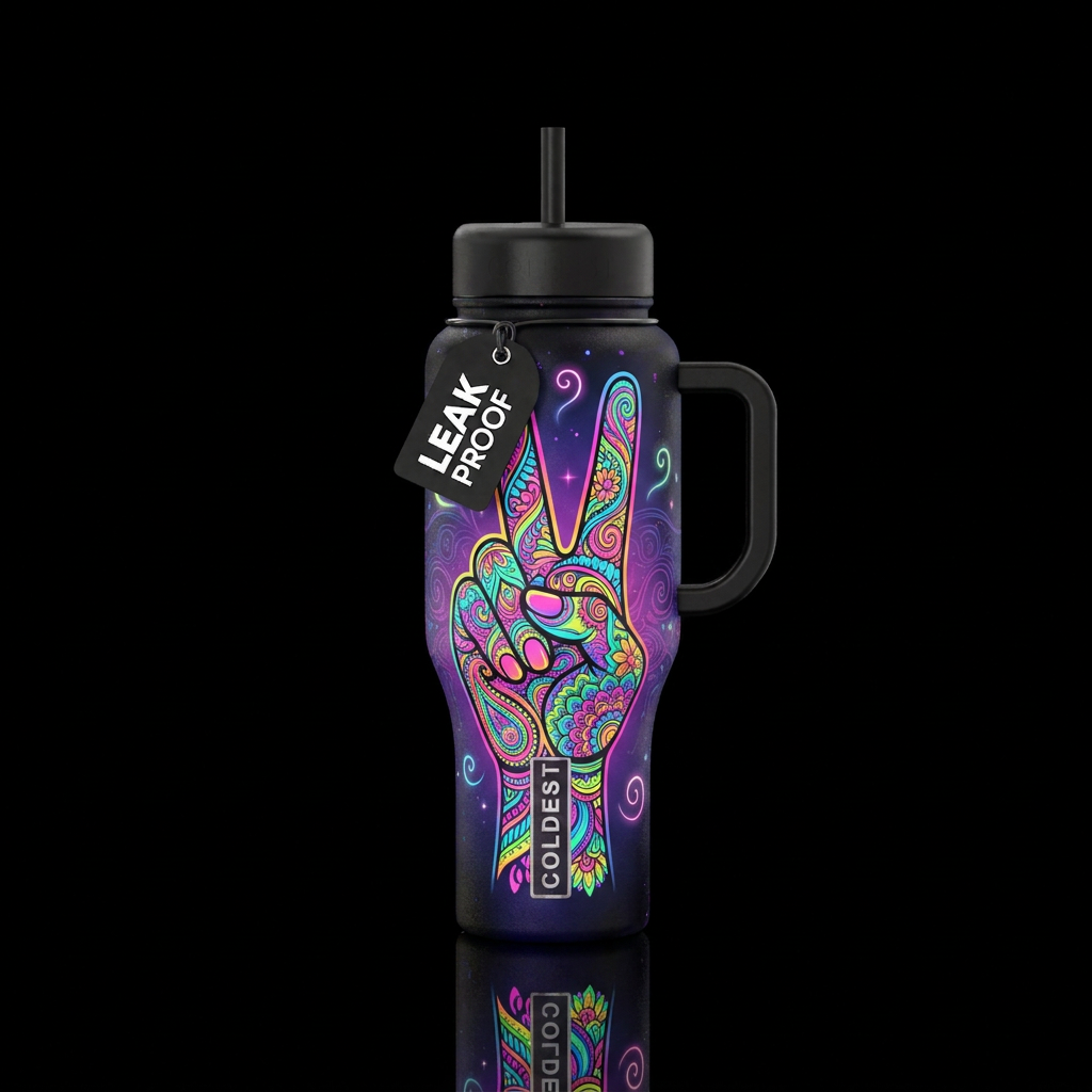 Electric Peace water bottle design