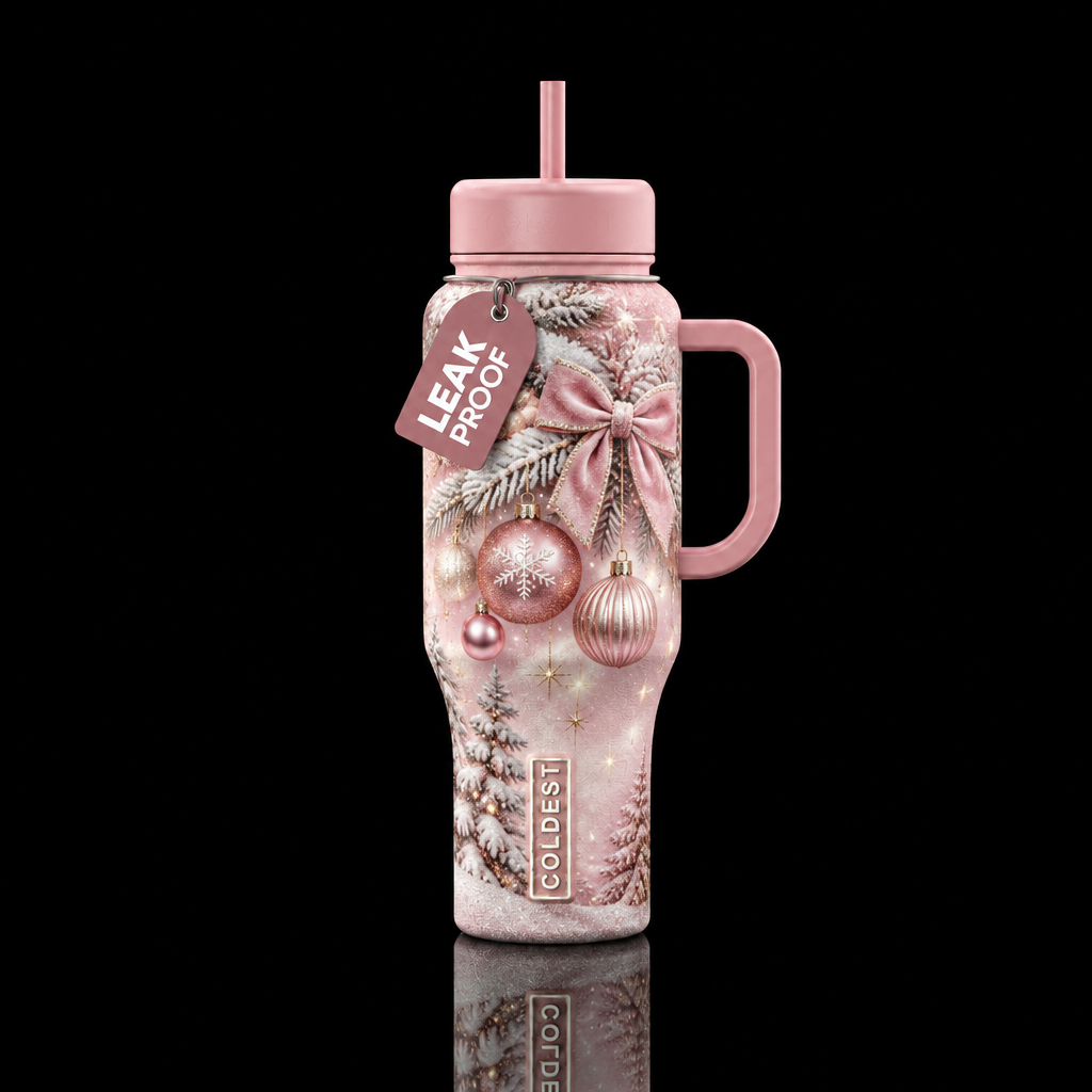 Pink Christmas Dreams water bottle design