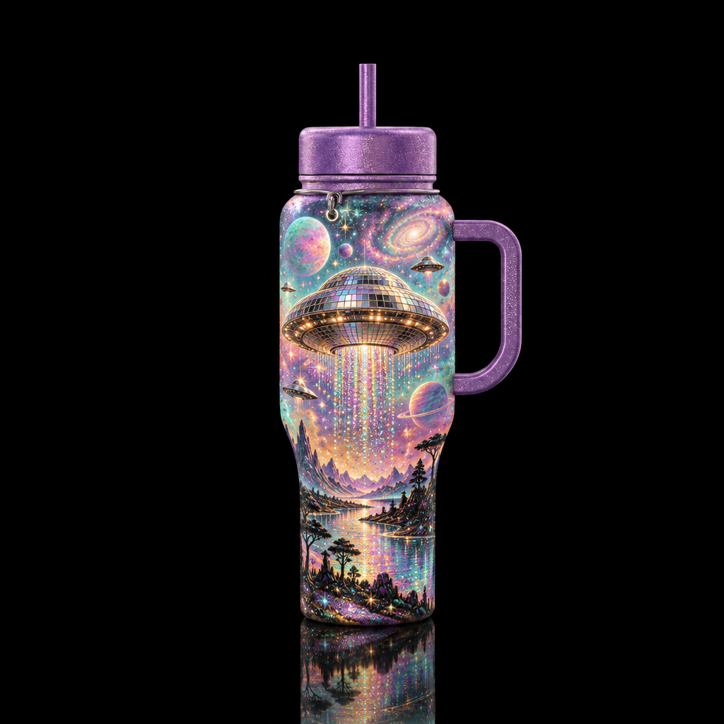 Disco Invasion water bottle design
