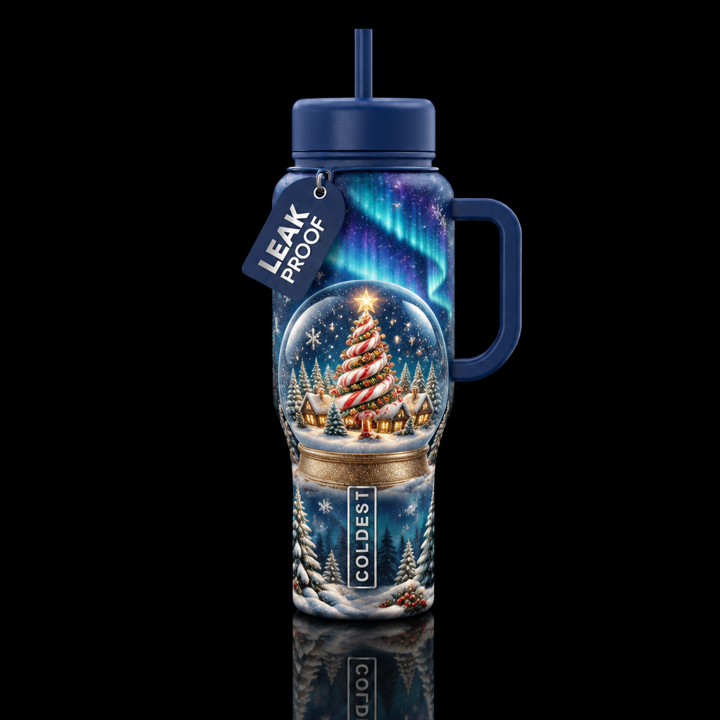 Candy Cane Aurora water bottle design