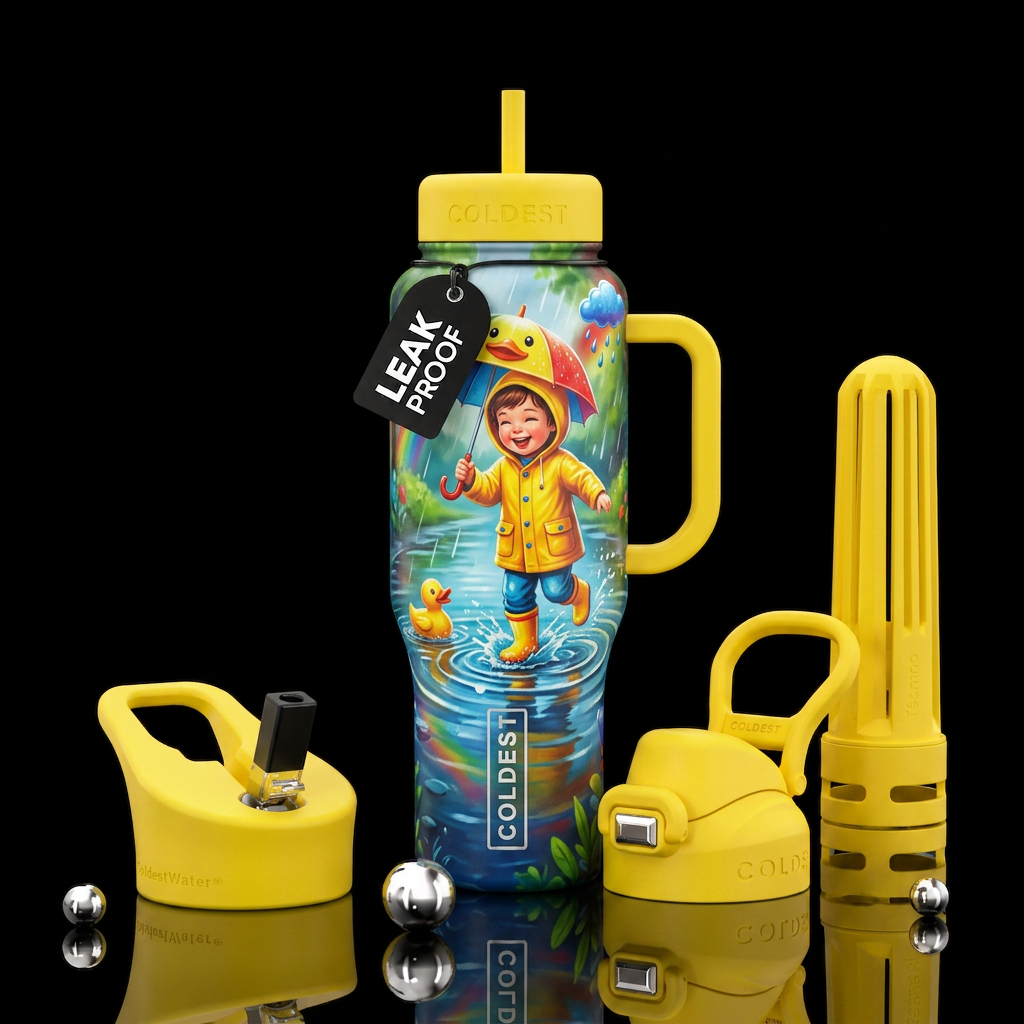 rainy fun water bottle design