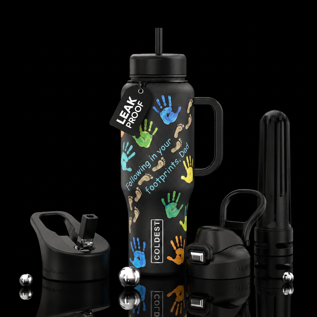 following Dad water bottle design