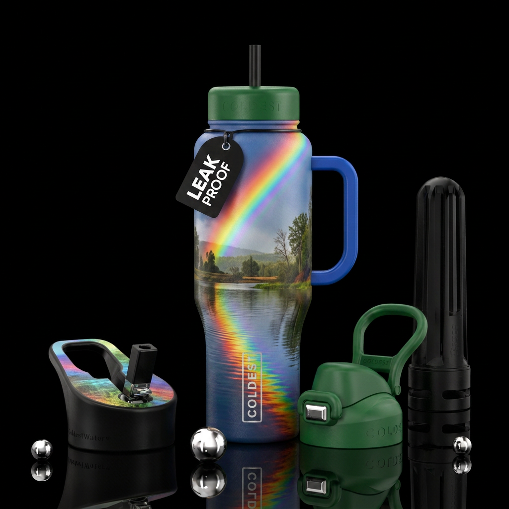full rainbow water bottle design
