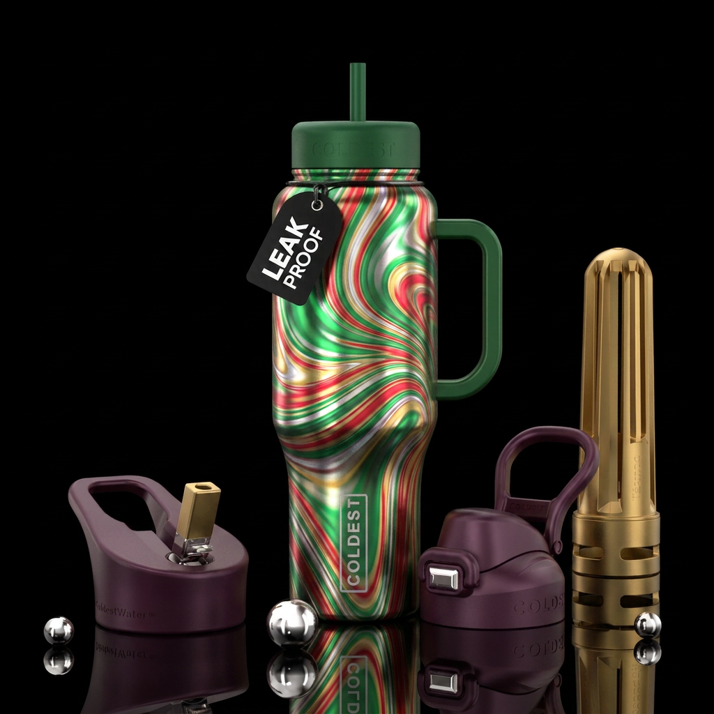 Christmas ribbons water bottle design