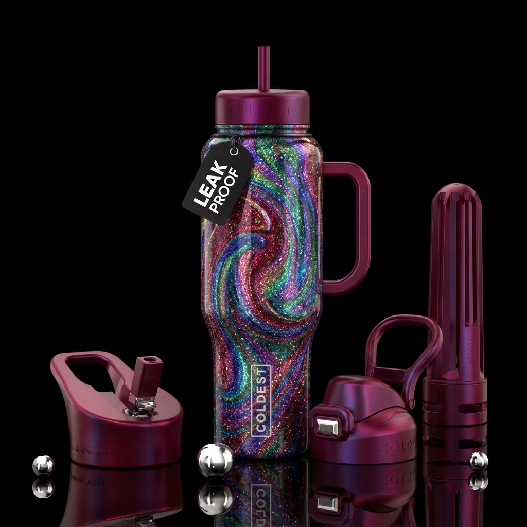 super glitter paint swirl water bottle design