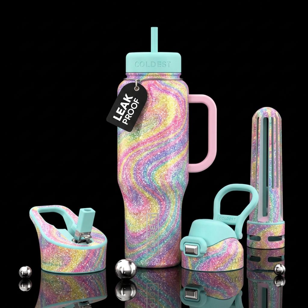 spring aura vibes water bottle design