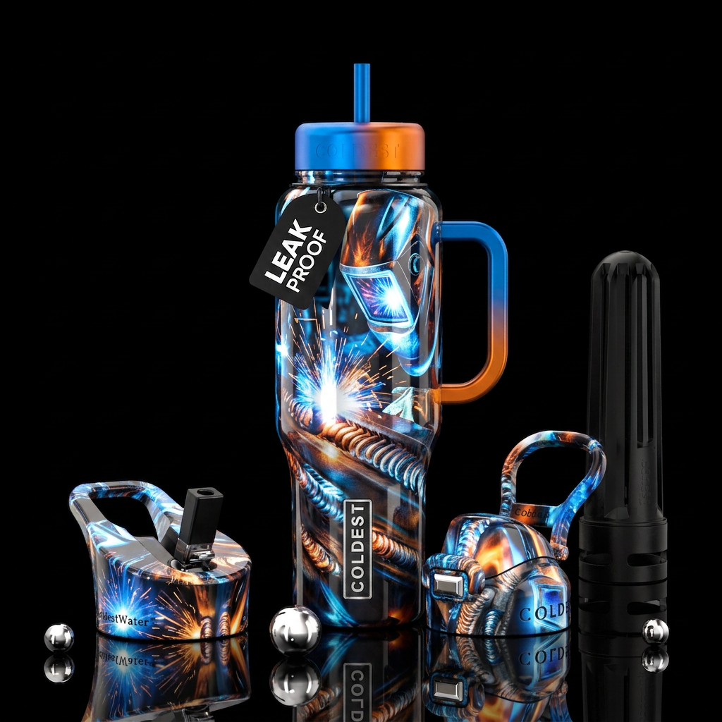 welding shop water bottle design