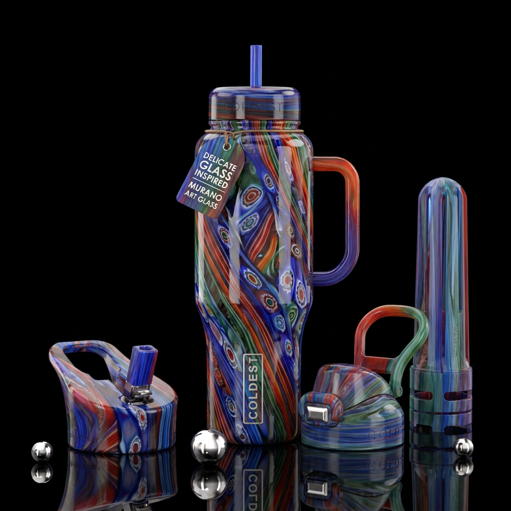 murano glass art water bottle design