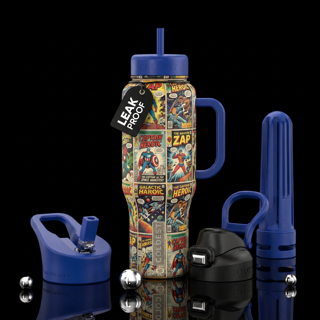 collectible comics water bottle design