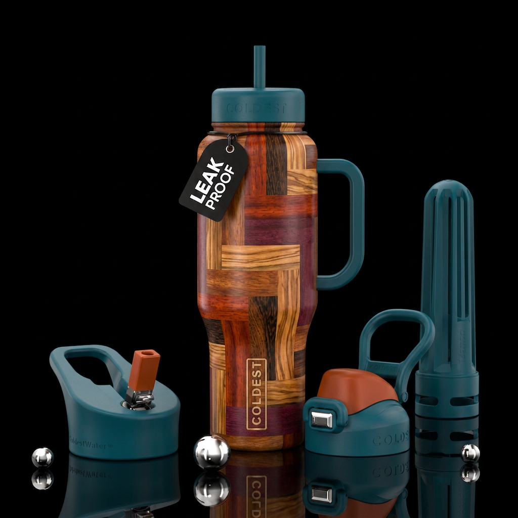 woodblock board water bottle design
