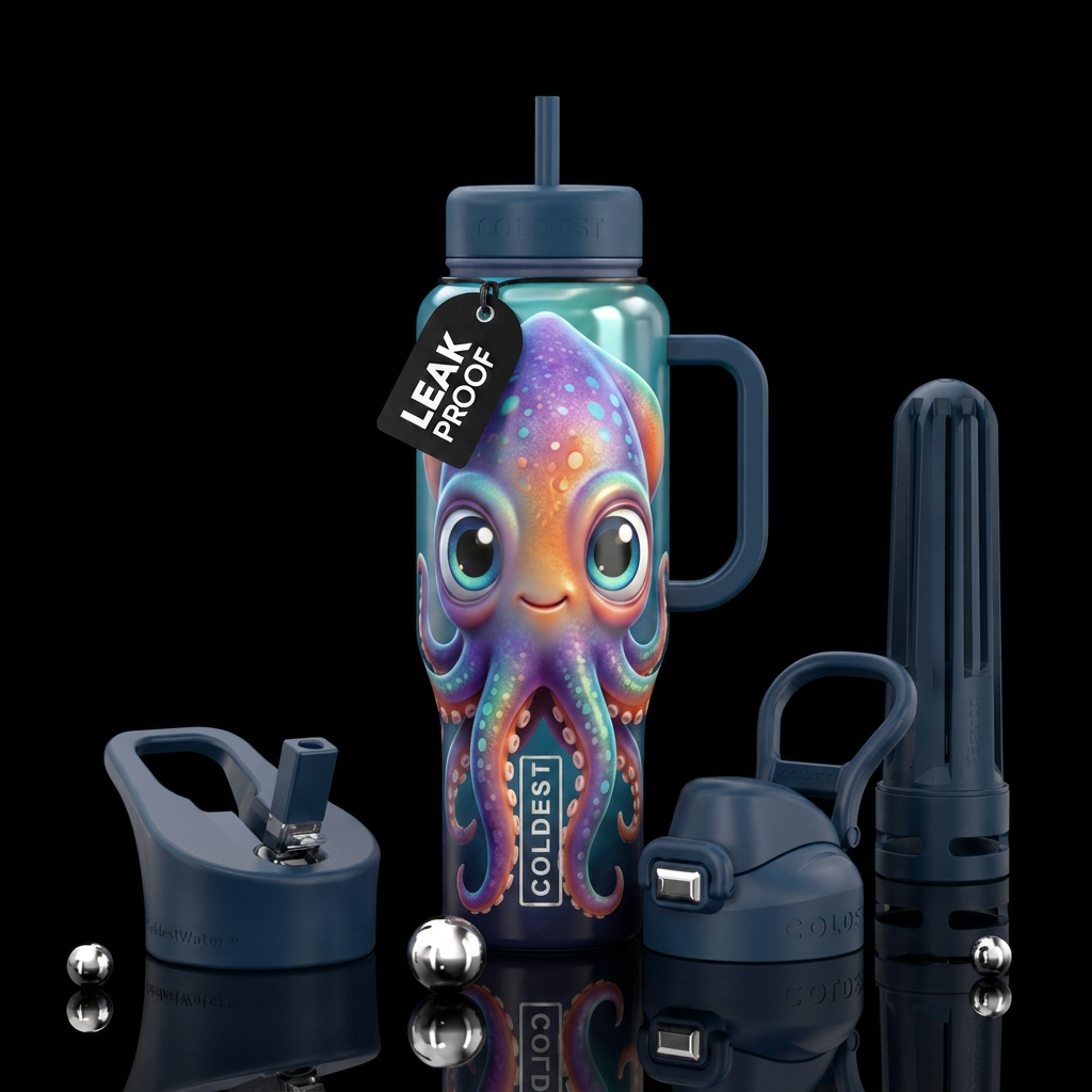 baby squid sees you water bottle design